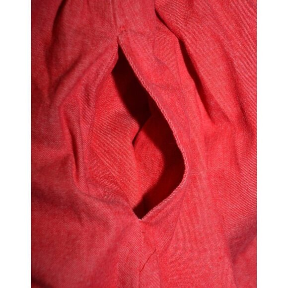 Vintage Ladies 14 L Red Denim Maxi Skirt Elastic Waist Modest Western Prairie - Picture 6 of 11